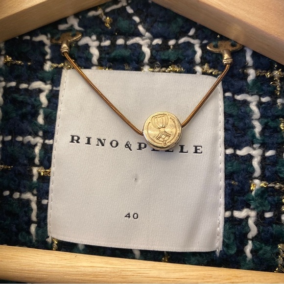 Rino & Pelle || Double Breasted Tweed Blazer Green Black Gold 40 US 8 - Picture 3 of 7